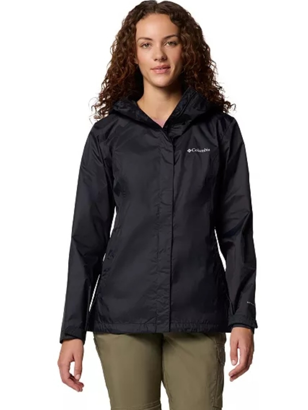 Columbia Arcadia II Black Hooded Rain Jacket Size 2X